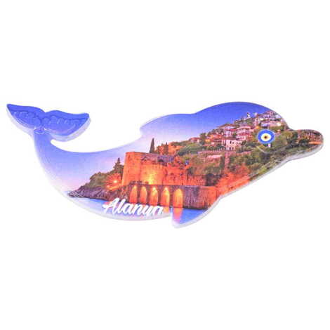 Toptan Alanya Temalı Uv Baskılı Yunus Şekilli Magnet 110x50 mm - 5