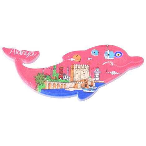 Toptan Alanya Temalı Uv Baskılı Yunus Şekilli Magnet 110x50 mm - 7