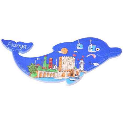 Toptan Alanya Temalı Uv Baskılı Yunus Şekilli Magnet 110x50 mm - 8
