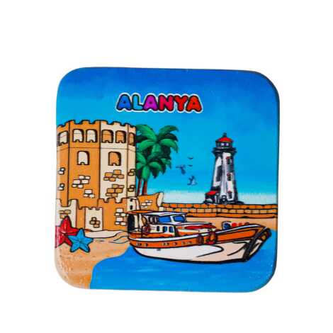 Alanya Temalı Uv Kare Yöresel Bardakaltı 97 Mm - 1