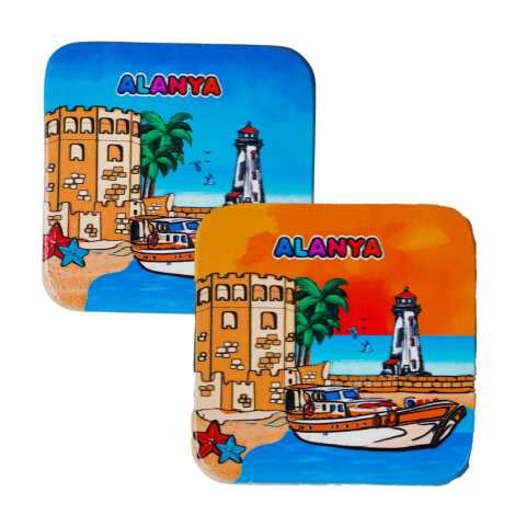 Alanya Temalı Uv Kare Yöresel Bardakaltı 97 Mm - 2