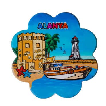 Alanya Themed UV Daisy Traditional Coaster 88 mm