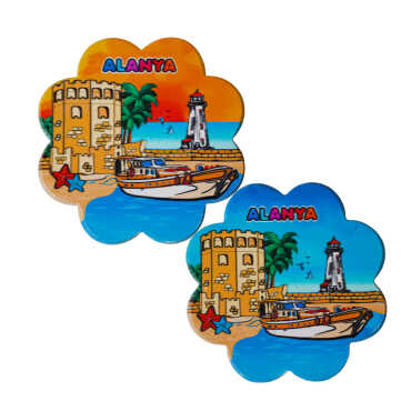 Alanya Themed UV Daisy Traditional Coaster 88 mm - 4