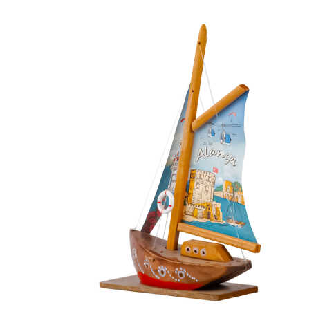 Alanya Temalı Yelkenli Ahşap Magnet - 2