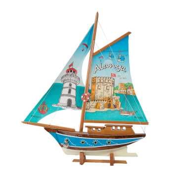 Alanya Themed Wooden Sailboat Model Ab1