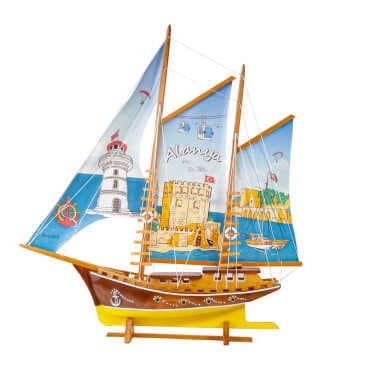 Alanya Themed Wooden Sailboat Model Ab2