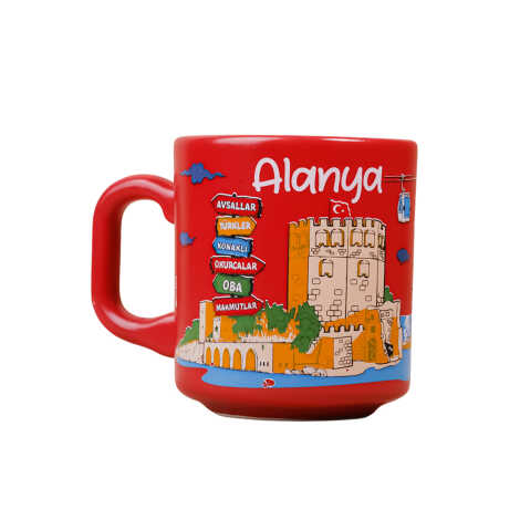 Alanya Temalı Yöresel Seramik Kapuçino Kupa - 1