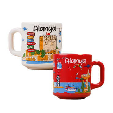 Alanya Temalı Yöresel Seramik Kapuçino Kupa - 2