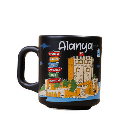Alanya Temalı Yöresel Seramik Kapuçino Kupa - 4