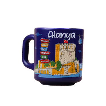Alanya Temalı Yöresel Seramik Kapuçino Kupa - 5
