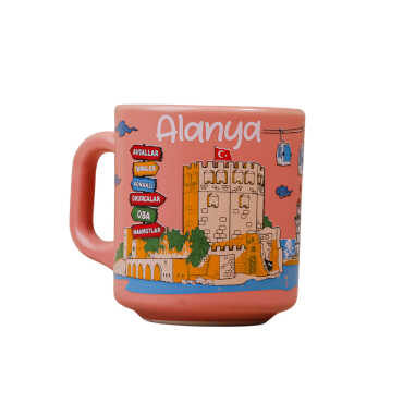 Alanya Temalı Yöresel Seramik Kapuçino Kupa - 7