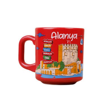 Alanya Themed Traditional Ceramic Cappuccino Mug