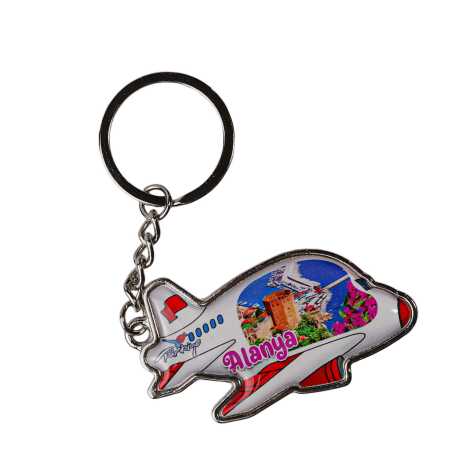 Alanya Themed Airplane Shaped Metal Keychain - 7