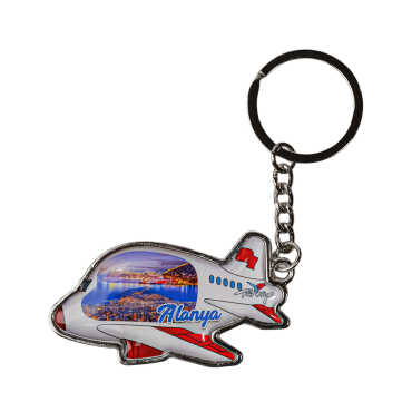 Alanya Themed Airplane Shaped Metal Keychain - 3