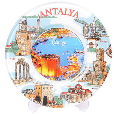 Myros - Alanya Themed Bespoke Printed Glass Plate 18 Cm