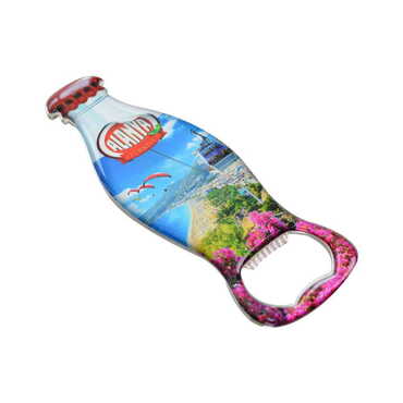 Alanya Themed Coke Bottle Shaped Metal Magnetic Bottle Opener 120x41 mm - Thumbnail