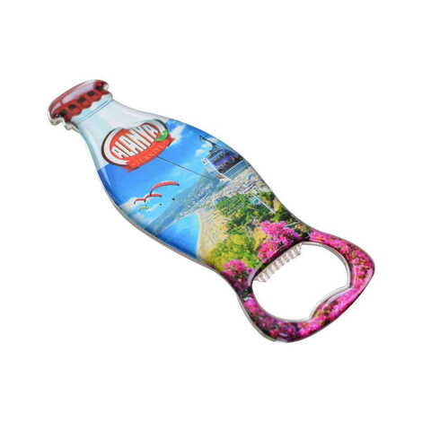 Alanya Themed Coke Bottle Shaped Metal Magnetic Bottle Opener 120x41 mm