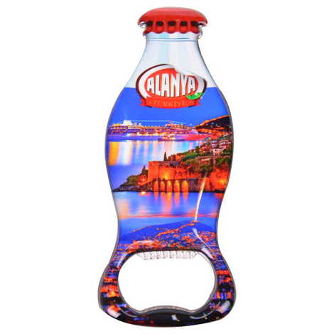 Alanya Themed Coke Bottle Shaped Metal Magnetic Bottle Opener 120x41 mm - 5