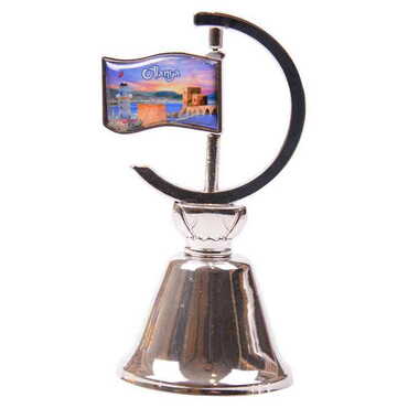 Myros - Alanya Themed Collectible Souvenir Double Face Metal Spinner Flag Bell 44x96 mm