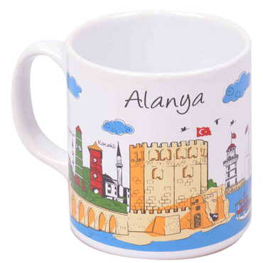 Alanya Themed Custom Printed Ceramic Coffee Mug 82x90 mm - Thumbnail