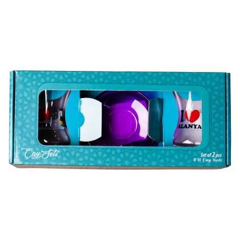 Alanya Themed Custom Printed Turkish Tea Glass Set Of 2 Pcs - 1
