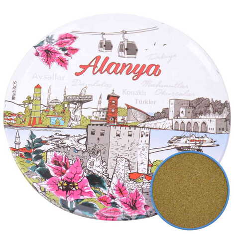 Alanya Themed Customised Metal Tin Coaster 90 mm