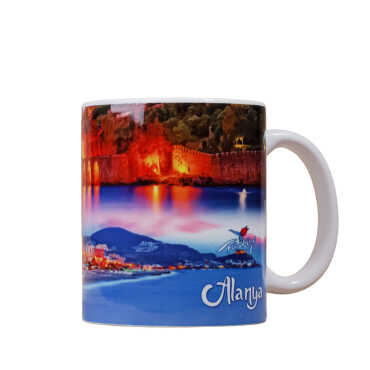 Alanya Themed Customised Porcelain Souvenir Travel Mug 80x95 mm - 4