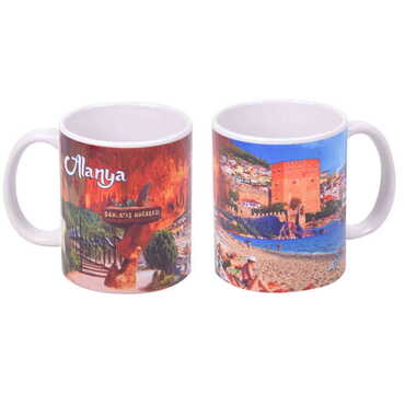 Myros - Alanya Themed Customised Porcelain Souvenir Travel Mug 80x95 mm