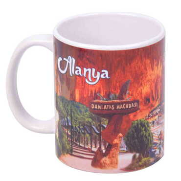 Alanya Themed Customised Porcelain Souvenir Travel Mug 80x95 mm - Thumbnail