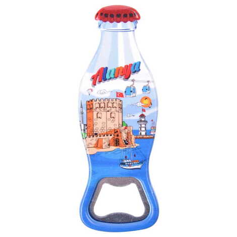 Alanya Themed Customised Uv Printed Coca Cola Bottle Shape Plastic Base Bottle Opener 42x120 mm