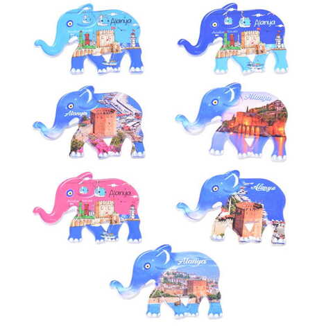 Alanya Themed Customised UV Printed Plastic Base Elephant Shaped Fridge Magnet 86x62 mm - 2