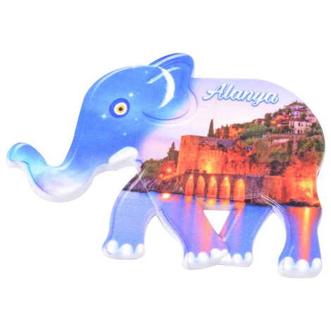 Alanya Themed Customised UV Printed Plastic Base Elephant Shaped Fridge Magnet 86x62 mm - 3