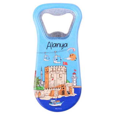 Myros - Alanya Themed Customised Uv Printed Plastic Base Plastic Base Bottle Opener 95x43 mm