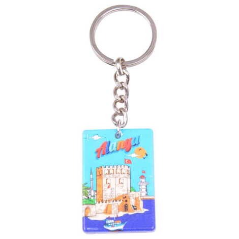 Alanya Themed Customised UV Printed Plastic Base Rectangle Keyring 31x106 mm