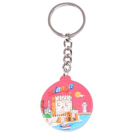 Alanya Themed Customised UV Printed Plastic Base Square Keyring 38x100 mm