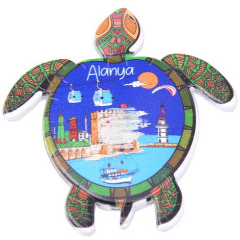 Alanya Themed Customised UV Printed Plastic Base Turtle Shaped Fridge Magnet 80x74 mm - 5