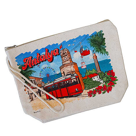 Alanya Themed Digital Printed Kanvas Purse 14,5x20 cm - 2