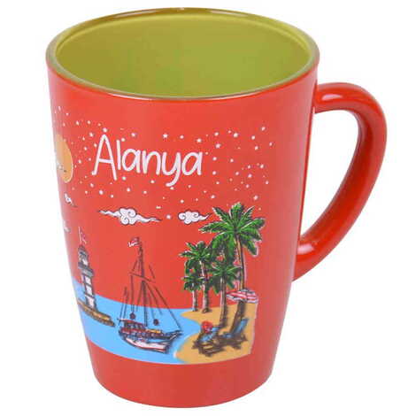 Alanya Themed Duo Colored and Printed Glass Mug