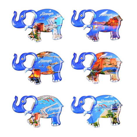 Alanya Themed Elephant Shaped Metal Magnetic Bottle Opener 98x61 mm - 4