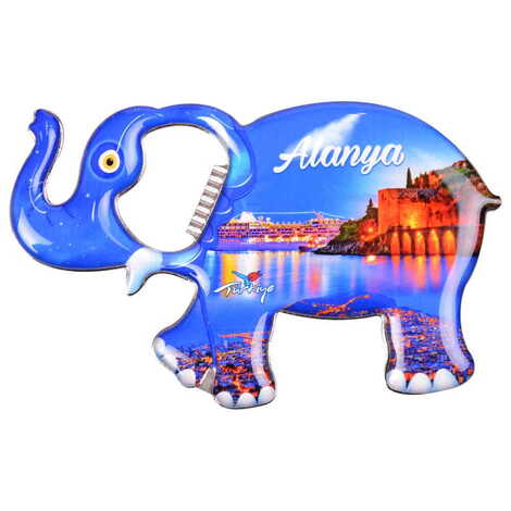Alanya Themed Elephant Shaped Metal Magnetic Bottle Opener 98x61 mm - 8