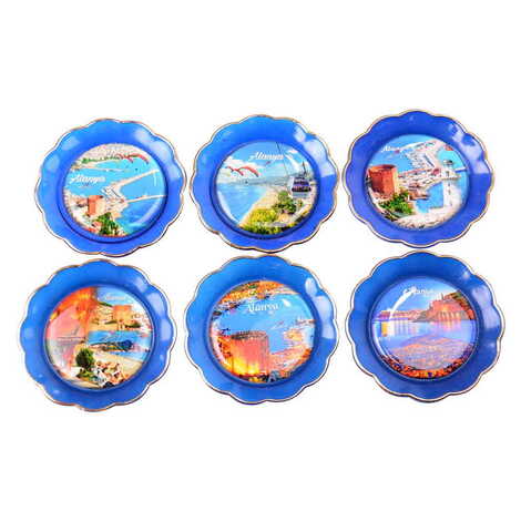 Alanya Themed Epoxy Dome Plate Shaped Souvenir Fridge Magnet 73 mm - 3