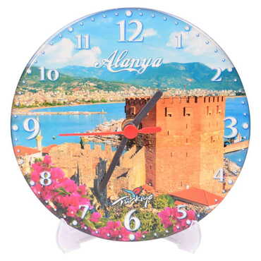 Alanya Themed Epoxy Wall Clock Home Decoration 17 Cm - Thumbnail