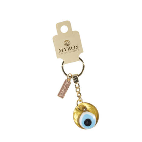 Alanya Themed Evil Eye Keychain Gold Collection - 9