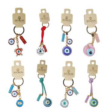 Alanya Themed Evil Eye Keychain Gold Collection - 2