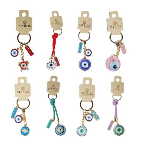 Alanya Themed Evil Eye Keychain Gold Collection - 2