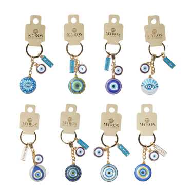 Alanya Themed Evil Eye Keychain Gold Collection - 4