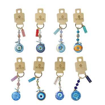 Alanya Themed Evil Eye Keychain Gold Collection - 5