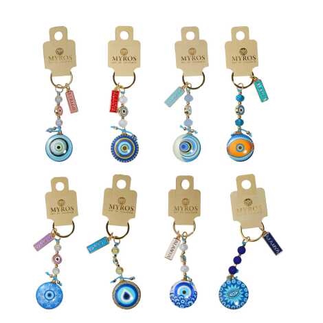 Alanya Themed Evil Eye Keychain Gold Collection - 5