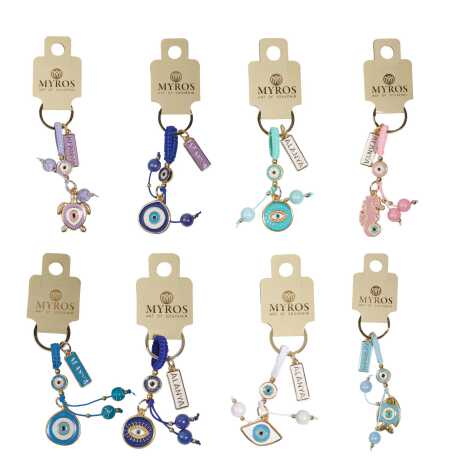 Alanya Themed Evil Eye Keychain Gold Collection - 7