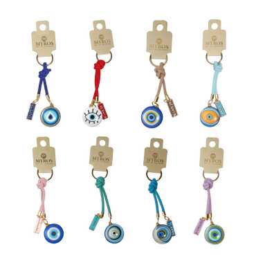 Alanya Themed Evil Eye Keychain Gold Collection - 8